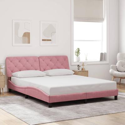 Bedframe zonder matras fluweel roze 160x200 cm