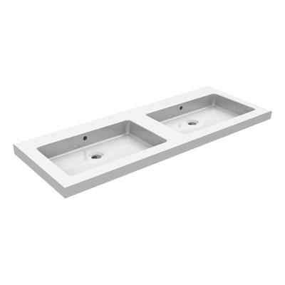 Wiesbaden Kera wastafel dubbel zonder kraangat 120x46x5 cm keramiek glans wit