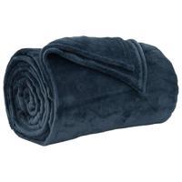 VidaXL Gooi deken marineblauw 220 x 240 cm fleece - thumbnail