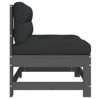 Middenbank met kussens massief grenenhout grijs - thumbnail