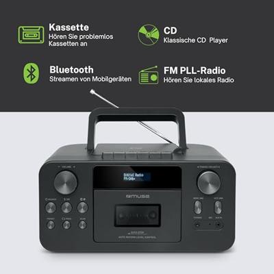 Muse M-182DB - Draagbare Bluetooth, DAB+, CD en Cassette speler Muse M-182DB - Draagbare Bluetooth, DAB+, CD en Cassette speler