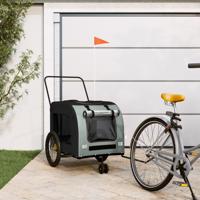 VidaXL Hondenfietstrailer oxford stof en ijzer zwart en grijs - thumbnail