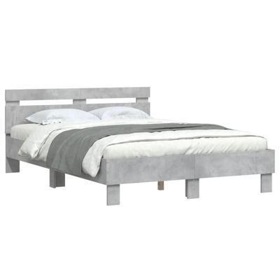 Bedframe met hoofdeinde bewerkt hout betongrijs 120x200 cm
