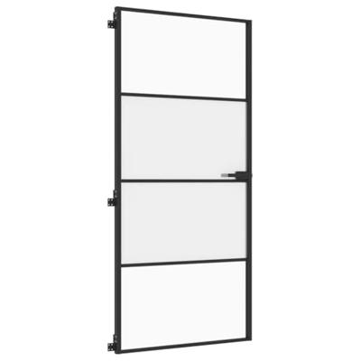 VidaXL Binnendeur smal 93x201,5 cm gehard glas en aluminium zwart