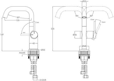 Ben Navan industriële wastafelkraan geborsteld zwart