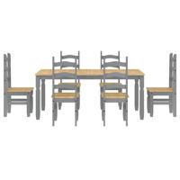 7-delige Eetset Panama massief grenenhout grijs - thumbnail