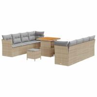 Tuinbankenset 11 pcs Beige poly rattan - thumbnail