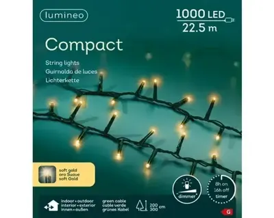 LED compact rice lights 1000 lamps soft gold