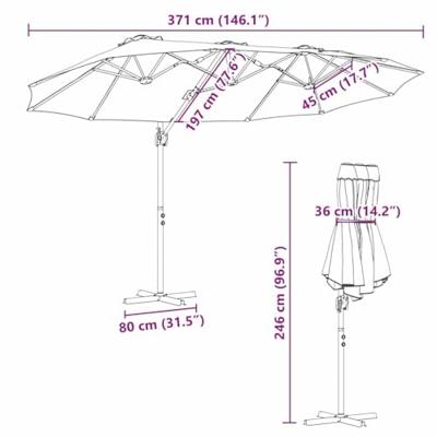 Tuin Cantilever Parasol met slot Zwart Large Poedergecoat staal