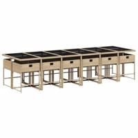 13-delige Tuinset met kussens poly rattan beige - thumbnail