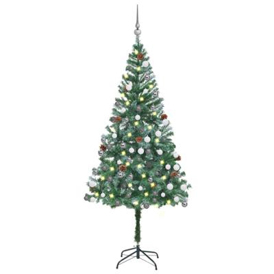 VidaXL Kunstkerstboom met verlichting kerstballen dennenappels 180 cm