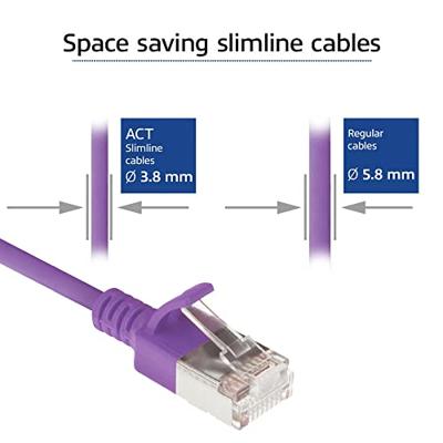 ACT Paarse 0,25 meter LSZH U/FTP CAT6A datacenter slimline patchkabel snagless met RJ45 connectoren ACT Paarse 0,25 meter LSZH U/FTP CAT6A datacenter slimline patchkabel snagless met RJ45 connectoren