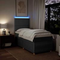 Boxspring met matras stof donkergrijs 90x190 cm - thumbnail