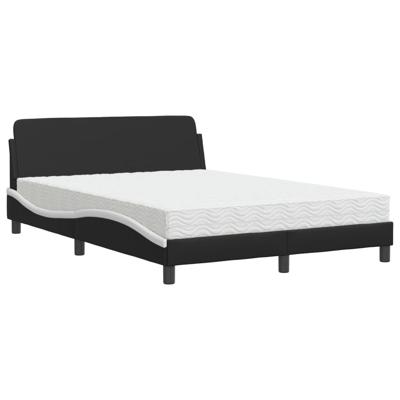 Bed met matras kunstleer zwart en wit 140x200 cm