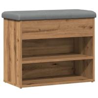 Schoenenbank 62x32x50 cm bewerkt hout artisanaal eikenkleur - thumbnail