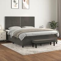 Boxspring met matras fluweel donkergrijs 180x200 cm - thumbnail