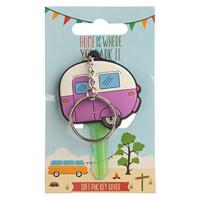 Home is Where You Park It Caravan PVC Sleutellabel Sleutelhanger - thumbnail