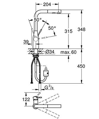 GROHE essence new Keukenkraan - hoog - uittrekbare l uitloop - 2 straalsoorten - supersteel geborsteld 30270dc0 - thumbnail