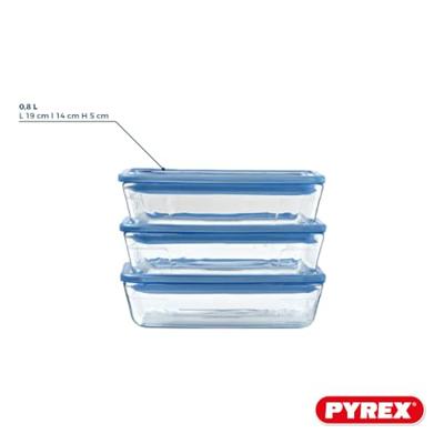 Set Lunchboxen Pyrex Blauw Transparant 800 ml 3 Onderdelen