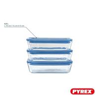 Set Lunchboxen Pyrex Blauw Transparant 800 ml 3 Onderdelen - thumbnail