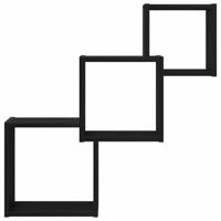 Wandplanken kubus 68x15x68cm bewerkt hout zwart eikenkleur - thumbnail