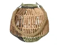 Kaemingk Windlicht papiertouw 23 cm groen/bruin - thumbnail