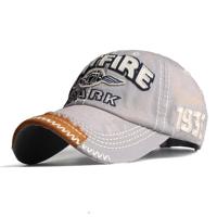 Katoen geborduurd patch wasbaar verstelbare Baseballpet (grijs) - thumbnail