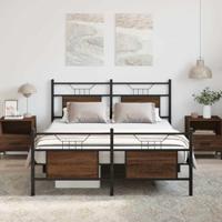 Bedframe zonder matras bewerkt hout bruin eikenkleur 140x200 cm - thumbnail