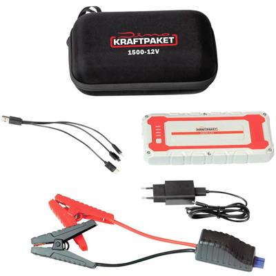 Dino KRAFTPAKET Snelstartsysteem 12V 1500A 62.9Wh 136150 Starthulpstroom: 500 A Werklamp, Elektronische bescherming, Laadtoestandweergave, SOS signaallamp, 2x Dino KRAFTPAKET Snelstartsysteem 12V 1500A 62.9Wh 136150 Starthulpstroom: 500 A Werklamp, Elektronische bescherming, Laadtoestandweergave, SOS signaallamp, 2x