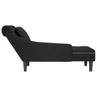 Chaise longue met kussen en rechterarmleuning fluweel zwart - thumbnail