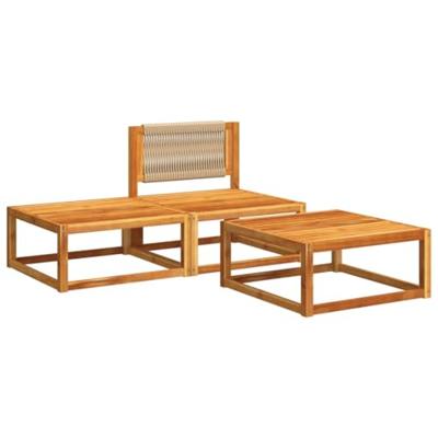 3-delige Loungeset met kussens massief acaciahout - thumbnail