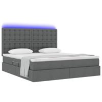 Opbergbed met LED met matras Donkergrijs 160 x 200 cm Polyester - thumbnail