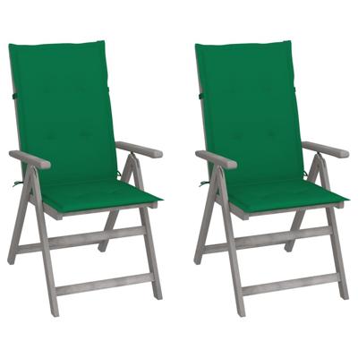 vidaXL Tuinstoelen 2 st verstelbaar met kussens massief acaciahout vidaXL Tuinstoelen 2 st verstelbaar met kussens massief acaciahout