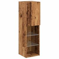 Tv-meubels met LED-verlichting 2 st 30,5x30x102 cm oud hout - thumbnail