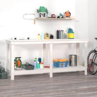 VidaXL Werkbank 180x50x80 cm massief grenenhout wit - thumbnail
