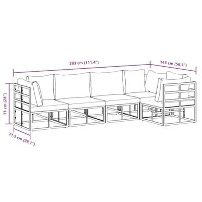 Tuinbankenset met kussen 5 pcs Zwart Aluminium