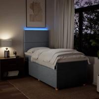 Boxspring met matras stof lichtgrijs 90x200 cm - thumbnail