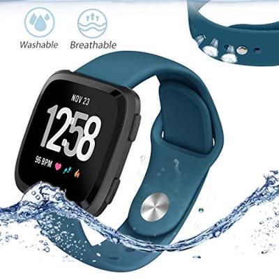 Fitbit Versa 1 / 2 & Lite siliconen bandje - Maat: Small - Blauwgroen