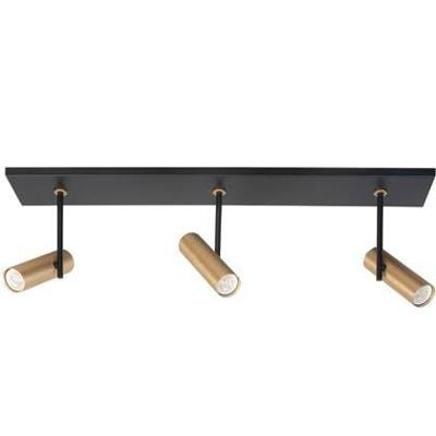 Highlight Zwarte spotTrend met messing 3-lichts recht - S7535.38