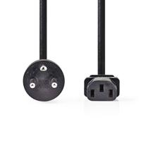 Nedis Stroomkabel | Denemarken Male | IEC-320-C13 | Recht | Recht | Vernikkeld | 2.00 m | Rond | PVC | Zwart | Label - CEGL11400BK20 - thumbnail