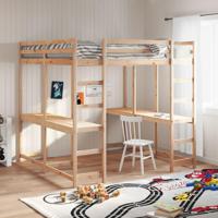 Hoogslaper met bureau en ladder massief grenenhout 140x200 cm - thumbnail