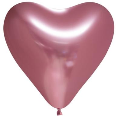 Ballonnen hart metallic roze 6 stuks Ballonnen hart metallic roze 6 stuks