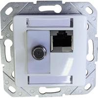 KOMOS KDD 500 Netwerkdoos Inbouw (in muur) Inzet met centraalstuk en frame CAT 6A Zilver - thumbnail