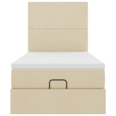 Ottoman bed met matras en LED's 120x190cm stof crèmekleurig