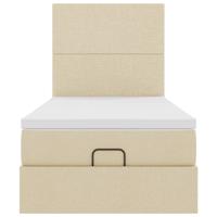 Ottoman bed met matras en LED's 120x190cm stof crèmekleurig - thumbnail