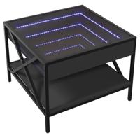 Salontafel met Infinity LED 50x50x38 cm zwart - thumbnail