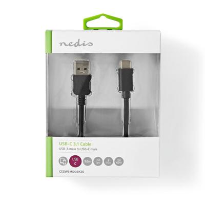 USB 3.1 Cable | USB-C Male - A Male | 2.0 m | Zwart