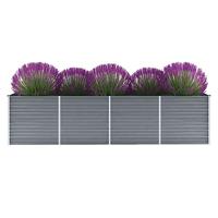 VidaXL Plantenbak verhoogd 320x80x77 cm gegalvaniseerd staal grijs - thumbnail