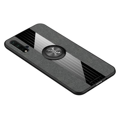 Voor Huawei Nova 5 XINLI stiksels doek Textue schokbestendig TPU beschermhoes met ring houder (grijs)
