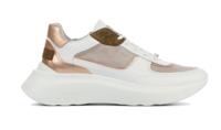 Shabbies Amsterdam leren chunky sneakers wit/beige/koper - thumbnail